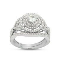 2/3 ct.t.w Centre 4MM Round Cut Lab Created Moissanite Diamond Double Halo Bridal Engagement Ring Set In 14K Solid White Gold (G-H Color, VVS1 Clarity,0.66 Cttw)-7