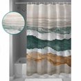 thumbnail image 3 of Small Stall Shower Curtain 48x72 Inch Narrow Half Size Sage Green Brown Ombre Bath Curtains Bathroom Decor Modern Moire Abstract Wave Waterproof Fabric Shower Curtain Set with Hooks 48 Inch, 3 of 6