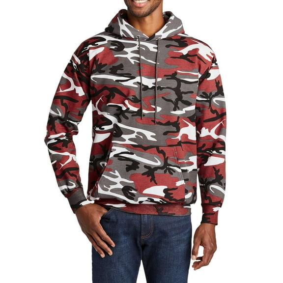 JustBlanks Core Fleece Camo Pullover Hooded Sweatshirt Air Jet Yarn for Softness