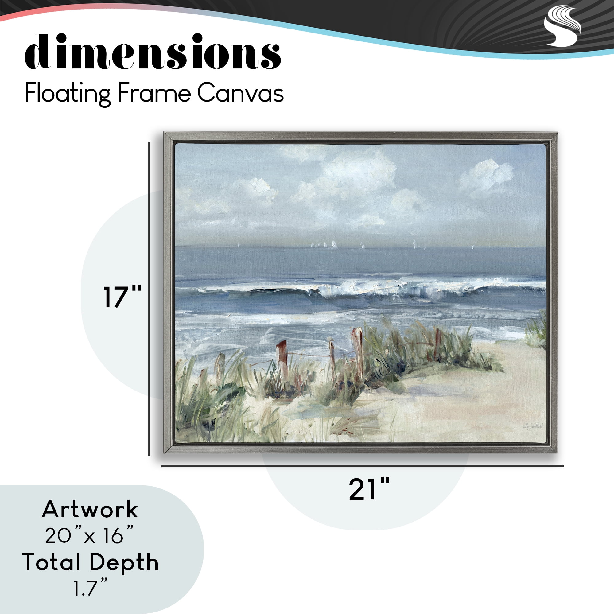 Stupell Industries Brushed Expression of Coast Gray Framed Floater Canvas Wall Art, design by Sally Swatland