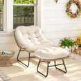 thumbnail image 2 of Outsunny Rattan Chair w/ Stool, Cushion, Adjustable Foot Pads, Natural, 2 of 10
