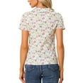 thumbnail image 3 of MODA NOVA Junior's Retro Peter Pan Collar Buton Front Floral Print Blouse Cream White S, 3 of 6
