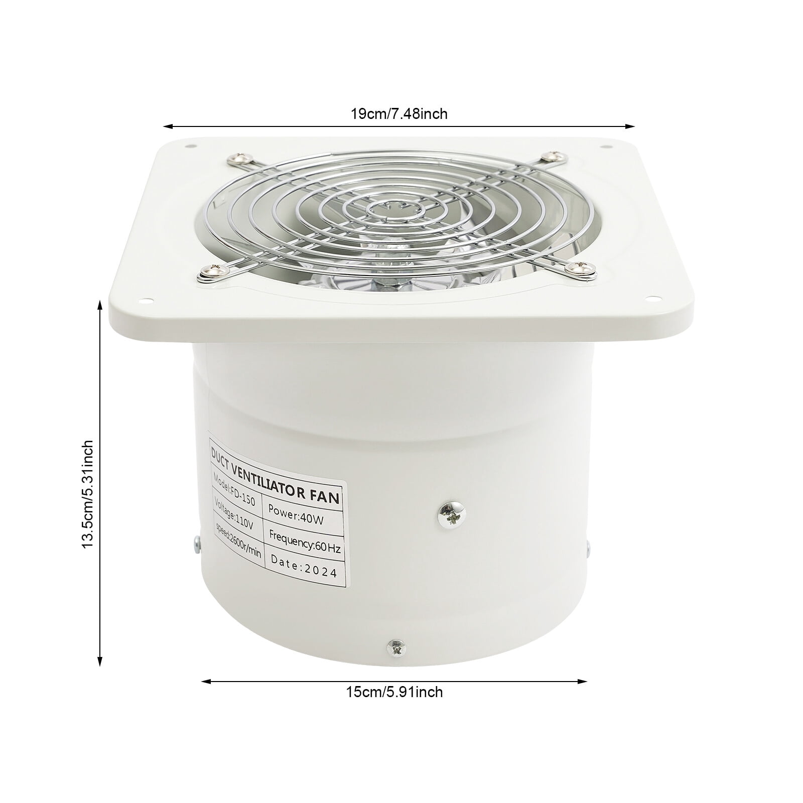 TFCFL 6" Exhaust Fan Ventilation Extractor Fan 110V Wall-Mounted Blower Duct Fan Venting Fan 2600RPM