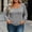 Gray, variant on Women's Plus Size Square Neck Long Sleeve Tunic Top, Casual Loose Fit Puff Shoulder T Shirt, Fall Fashion Oversized Blouse Long Tunics