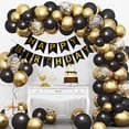 thumbnail image 4 of Pancarta de feliz cumpleaños, decoraciones de feliz cumpleaños, banderines de bandera de cumpleaños negros y dorados para decoración de fondo de fiesta de cumpleaños, feliz cumpleaños, 4 of 5
