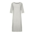 thumbnail image 4 of Summer Dress Saving! Women's Casual Plus Size Round Neck Loose Short Sleeve Solid Mid-Calf Dress Long Dress Gray XXL, 4 of 5
