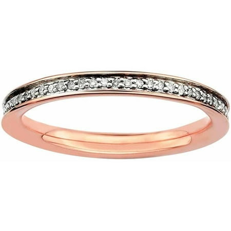 Sterling Silver Stackable Expressions & Diamonds Pink-plated Ring
