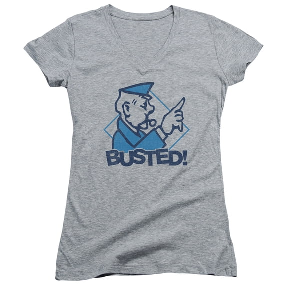 Monopoly Busted Junior Women's V-Neck T-Shirt Athletic Heather