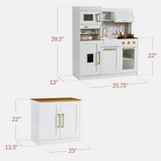 Best Choice Products Deluxe Wooden Pretend Play Kitchen with Island and Espresso Machine - White