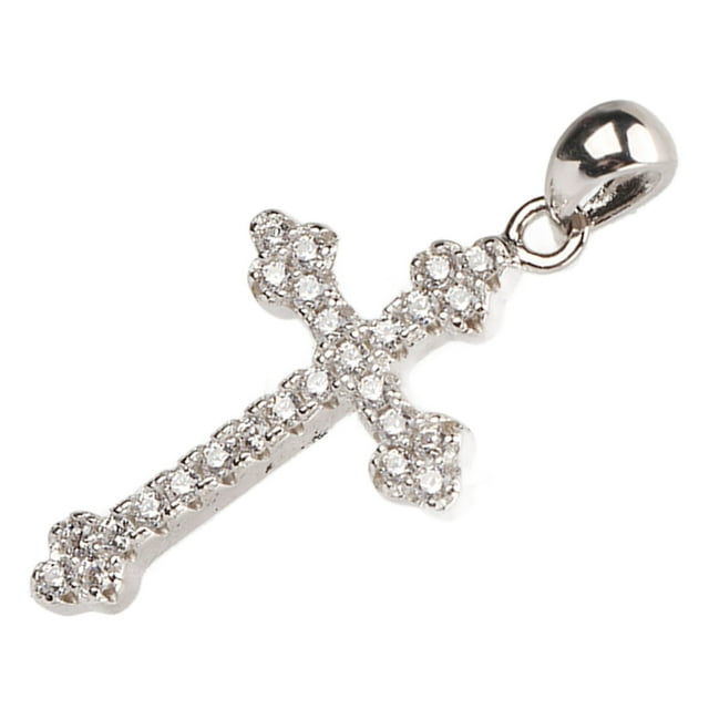 Colgante De Crucifijo Pequeño, Decoración S925, Regalos Con Purpurina De Plata, Colgante De Crucifijo De Circonita Cúbica Con Purpurina Diseñado A Mano Para Creencias