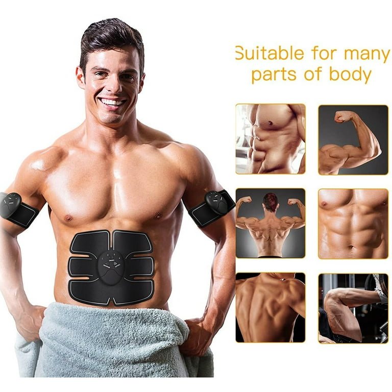 Mdhand Rechargeable EMS ABS Stimulator Ultimate Muscle Trainer Toner, Electric Muscle Stimulation with Replacement Gel Pads 15 Pack for Arm and Leg