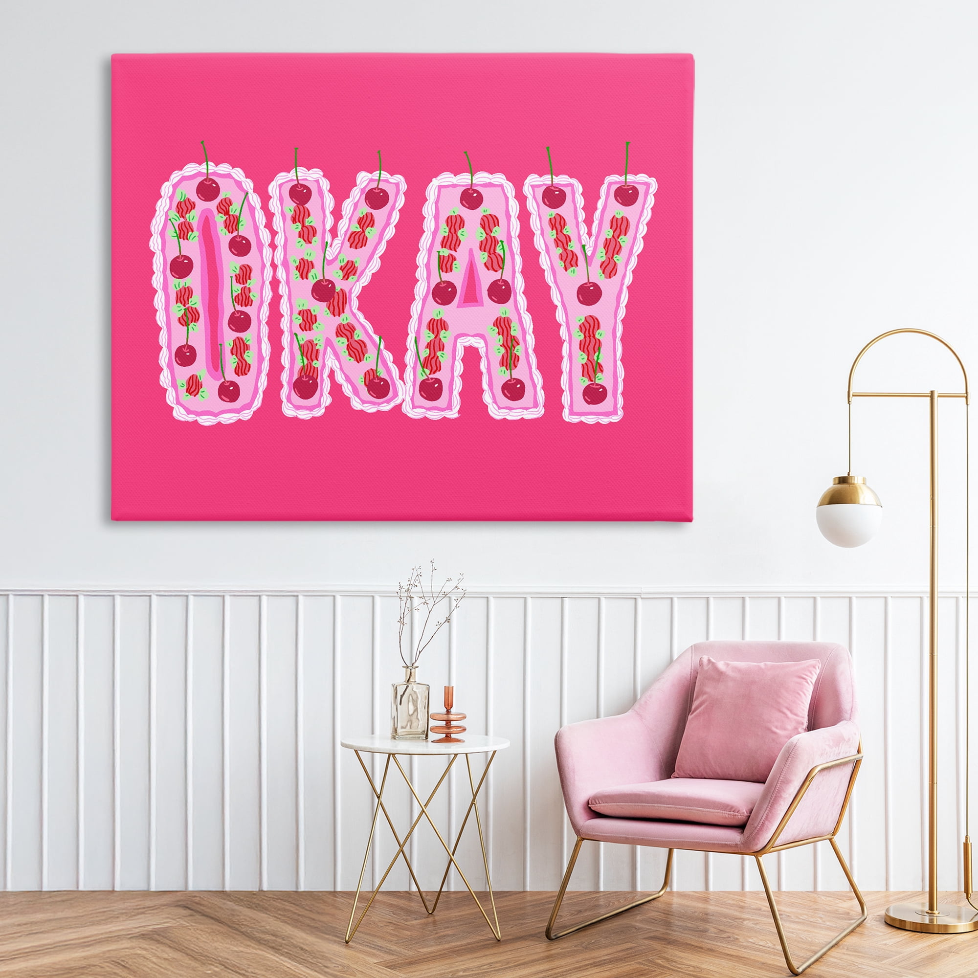 Stupell Industries Okay Cherry Cake Canvas Wall Art, design by Ziwei Li
