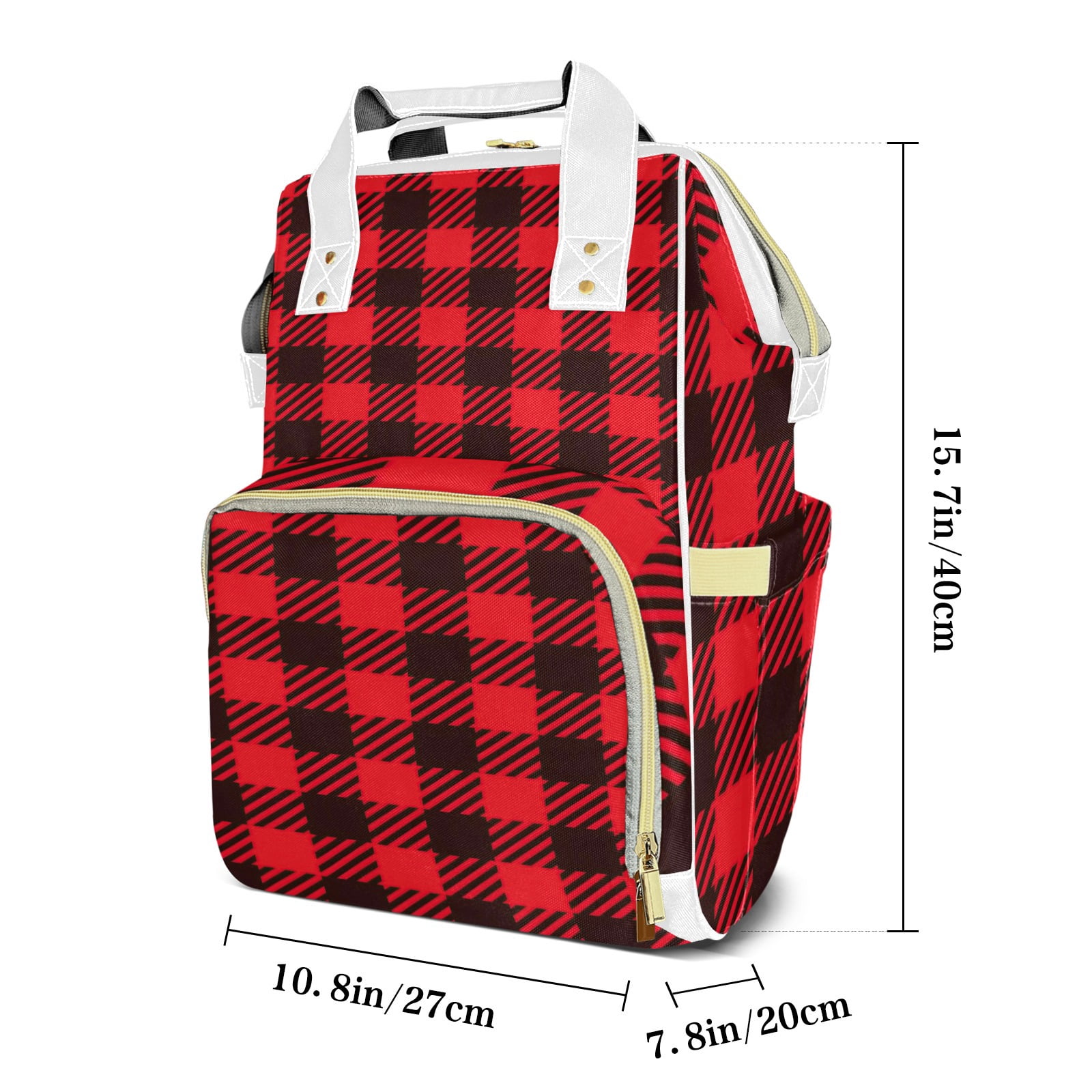 Buffalo Plaid Diaper Backpack – Large Capacity, Insulated Baby Bottle Pocket, Multifunctional Mommy Bag for Boys & Girls