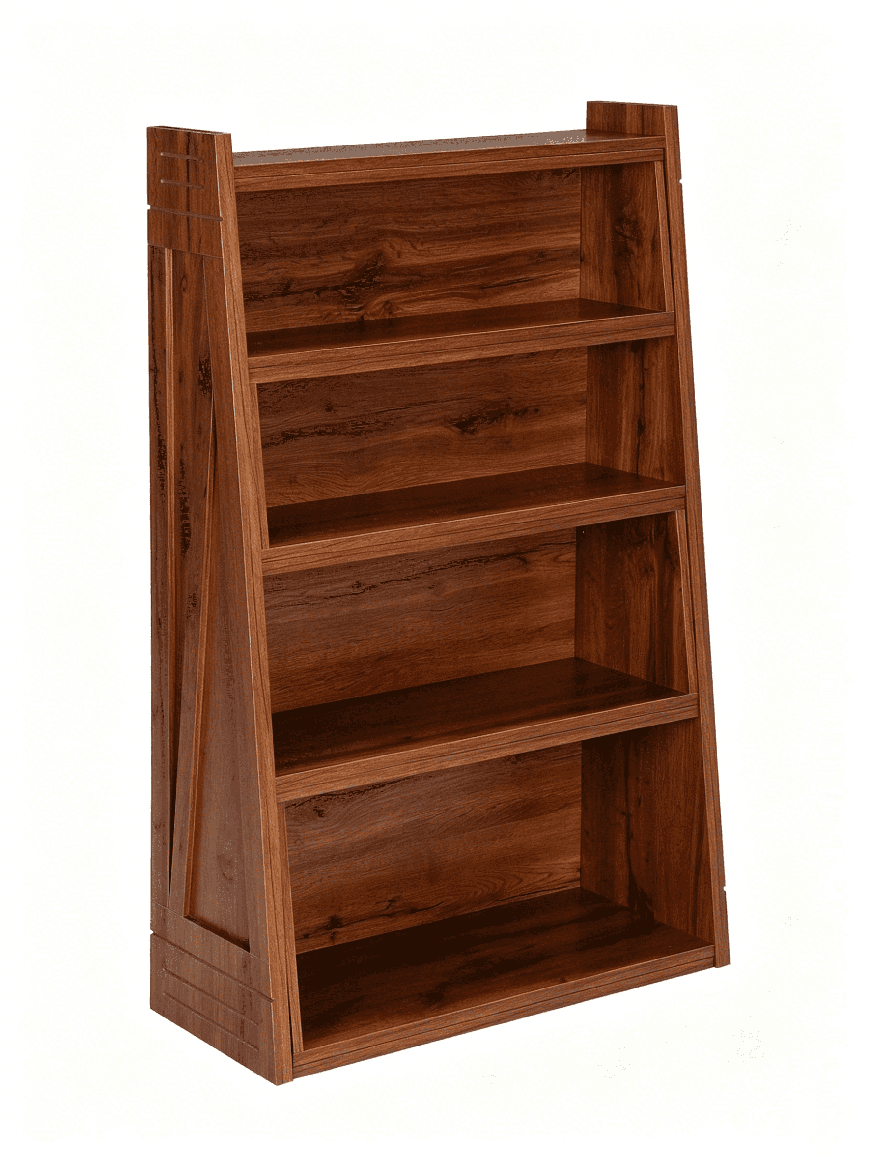 Modular Asymmetrical Bookshelf with 3 Configurable Layouts, Foldable Display Shelf and Staggered Storage Bookcase, Black Woodgrain