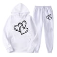 thumbnail image 2 of Feancey Womens Jogger Sets 2 Piece Outfits Casual Heart Print Hooded Set Valentines Day Y2K Hoodies and Jogging Sweatpants Two Piece Spring Outfits White S, 2 of 3