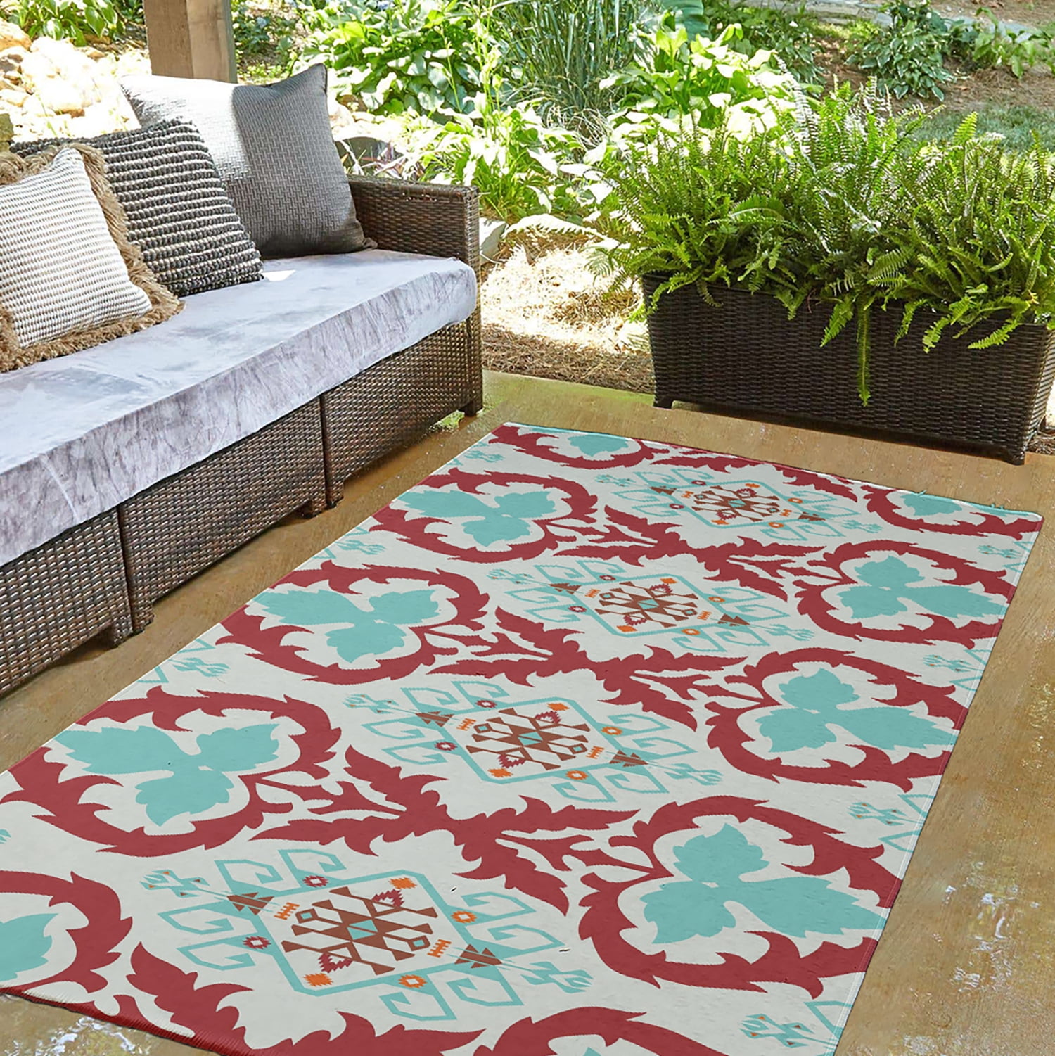 Simply Daisy 3' x 5' Light Blue Bombay Spring Chenille Indoor/Outdoor Rug