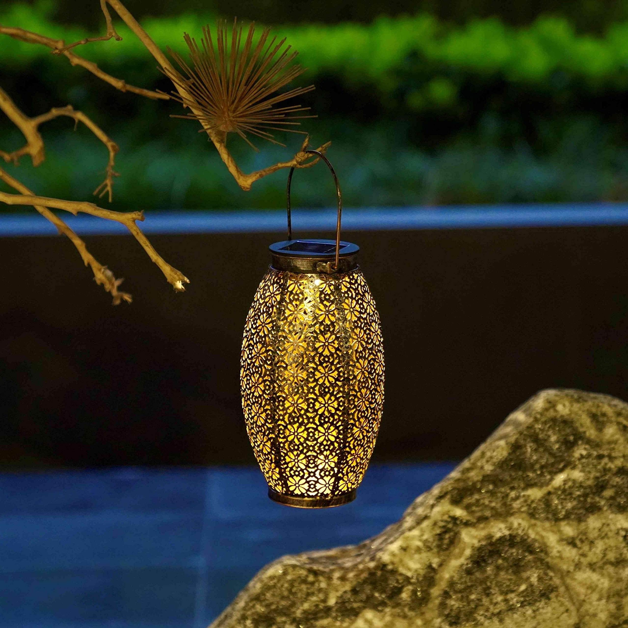 11 in. Solar LED Bronze Finish Lantern