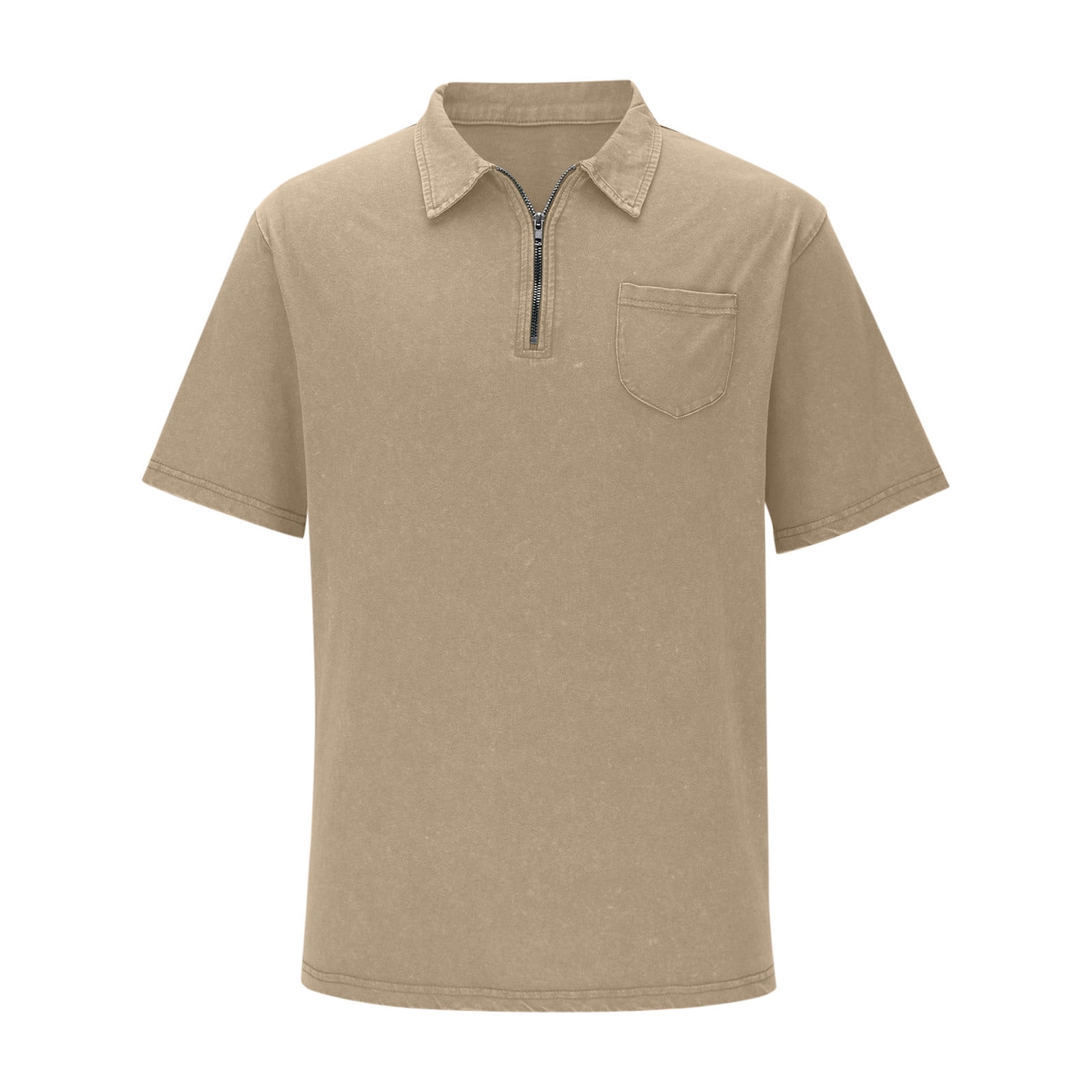 YanHoo Zip Up Polo Shirts for Men Short Sleeve Collared Golf