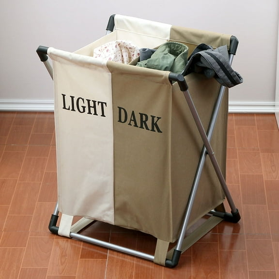 2-Compartment Collapsible Laundry Basket, Large Capacity, Space-Saving,Perfect for Home, Dorm, College