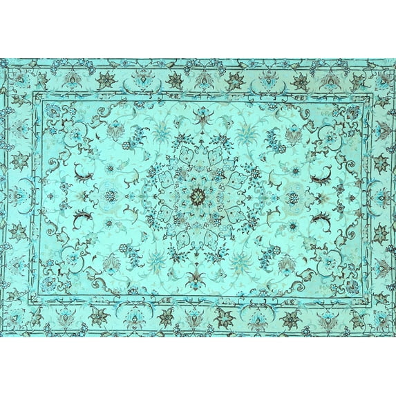 Ahgly Company Indoor Rectangle Persian Light Blue Traditional Area Rugs, 3' x 5'
