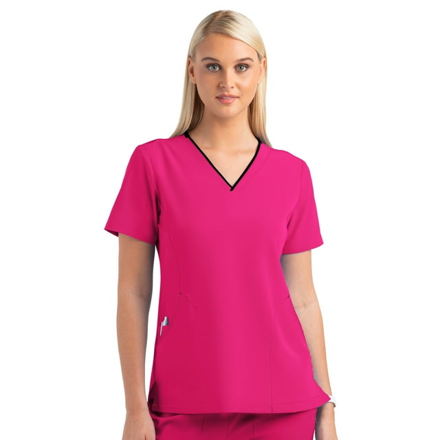 Meavn Matrix Impulse Women's Contrast Curved V-Neck Scrub Top (Free Shipping)