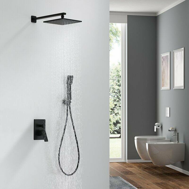 Bathroom Garden Toilet Shower Bathtub Copper Black Shower Faucet Wall-Mounted Hot and Cold Water Mixing Valve Modern Style Simple Shower Accessories Hand Shower Set Sink Faucet