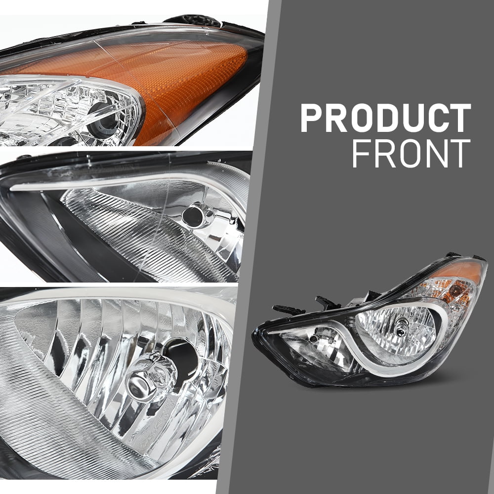 CROSSDESIGN Halogen Headlight Assembly Headlamp Fit for 2011-2013 Hyundai Elantra