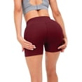 thumbnail image 3 of Dwellite High Waist Yoga Shorts for Women's Tummy Control Fitness Athletic Workout Running Shorts with Deep Pockets Wine S, 3 of 5