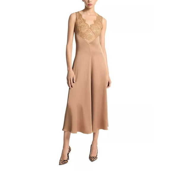 Michael Kors CAPPUCCINO Women's Lace Panel Dress, US 4