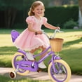 thumbnail image 4 of XJD 14 inch Girls Bike for Kids 4-8 Years Old, Children Bike with Training Wheels, Doll Seat, Streamers and Basket, Toddler Girls Bike, Purple, 4 of 9