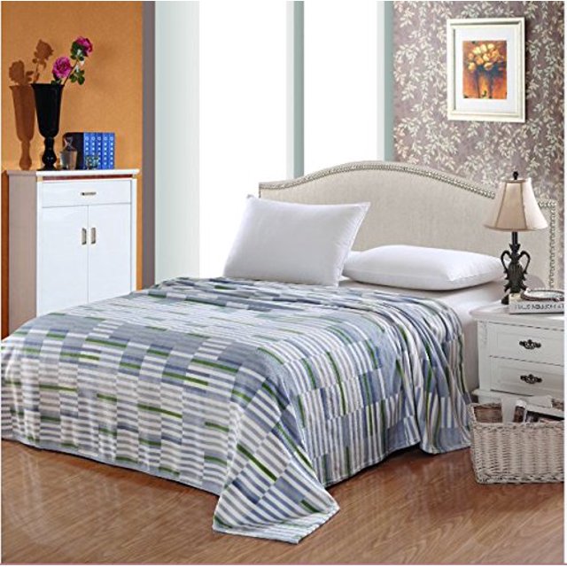 Aztec Plush Micro Fleece Blanket Blue / Green (King)