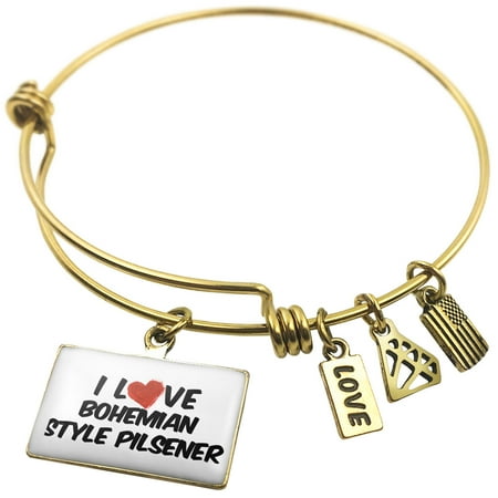- Expandable Wire Bangle Bracelet I Love Bohemian Style Pilsener Beer