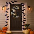 thumbnail image 4 of Corona para puerta de entrada, corona para puerta de Halloween, decoración para el hogar con diseño de gato, luna y flores para Halloween, corona para decoración del hogar, 4 of 7