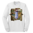 thumbnail image 2 of Wild Bobby, Living Life In The Sun Surfboards Sunsets Lighthouse Pop Culture Mens Long Sleeve Shirt, White, Large, 2 of 3