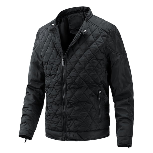 Abrigo acolchado para hombre con bolsillos Cuello alto Chaqueta con cremallera