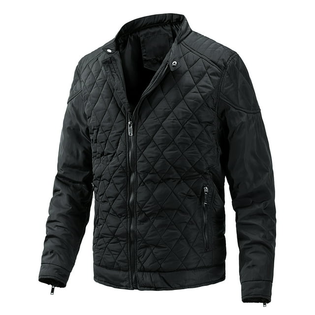 TFixol Abrigo acolchado para hombre con bolsillos y cuello alto con cremallera
