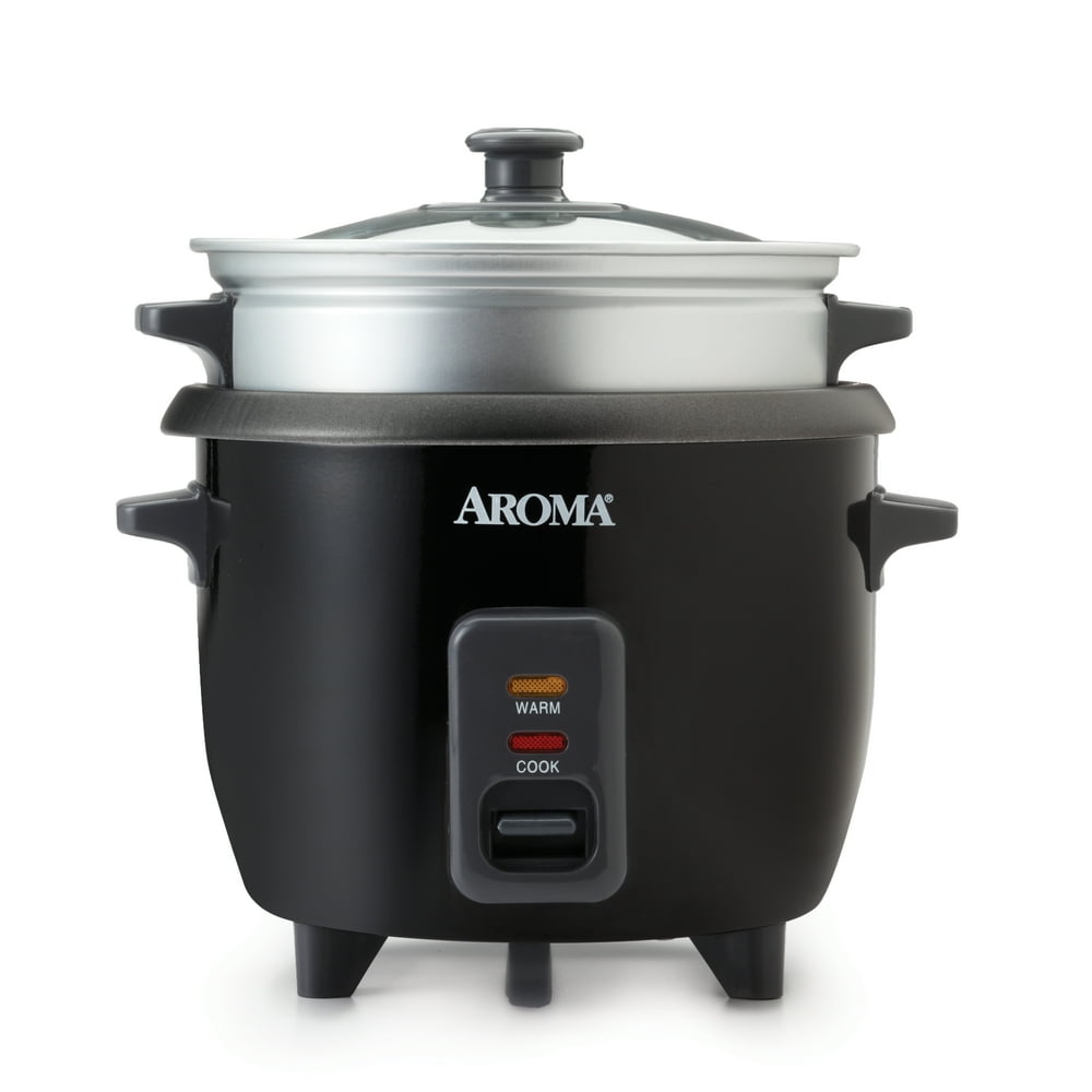 Aroma 6Cup Rice Cooker And Food Steamer, Black
