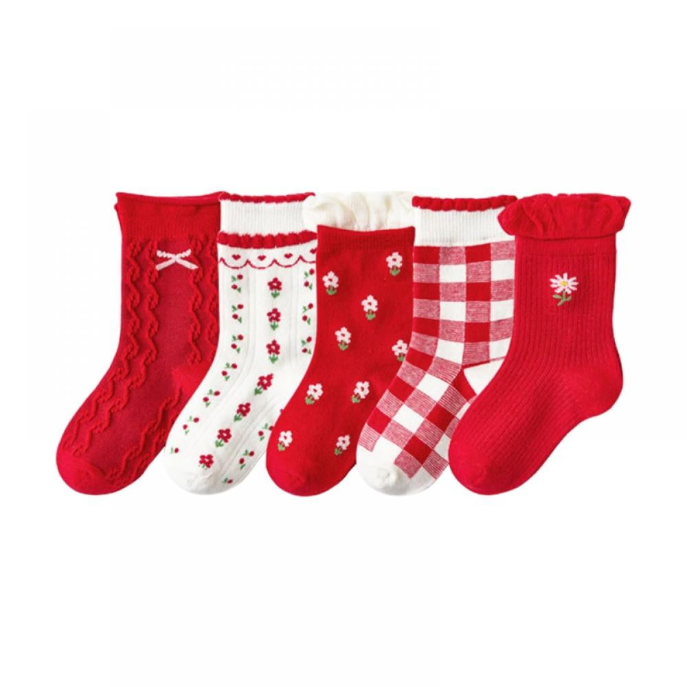 5 Pairs Sweet Kids Socks Baby Girls Socks Girls' Princess Socks Breathable Plaid Socks Newborns