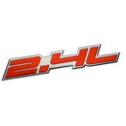 2.4L Liter Embossed RED on Highly Polished Silver Real Aluminum Auto Emblem Badge Nameplate for Saturn Buick Regal Chevrolet Malibu Equinox Dodge Dart Caliber Jeep Sport Wrangler Cherokee SUV
