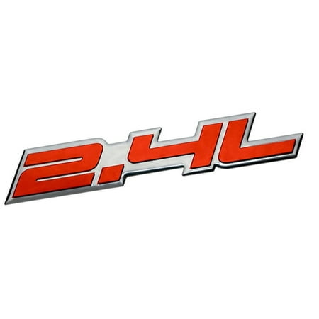 2.4L Liter Embossed RED on Highly Polished Silver Real Aluminum Auto Emblem Badge Nameplate for Saturn Buick Regal Chevrolet Malibu Equinox Dodge Dart Caliber Jeep Sport Wrangler Cherokee SUV