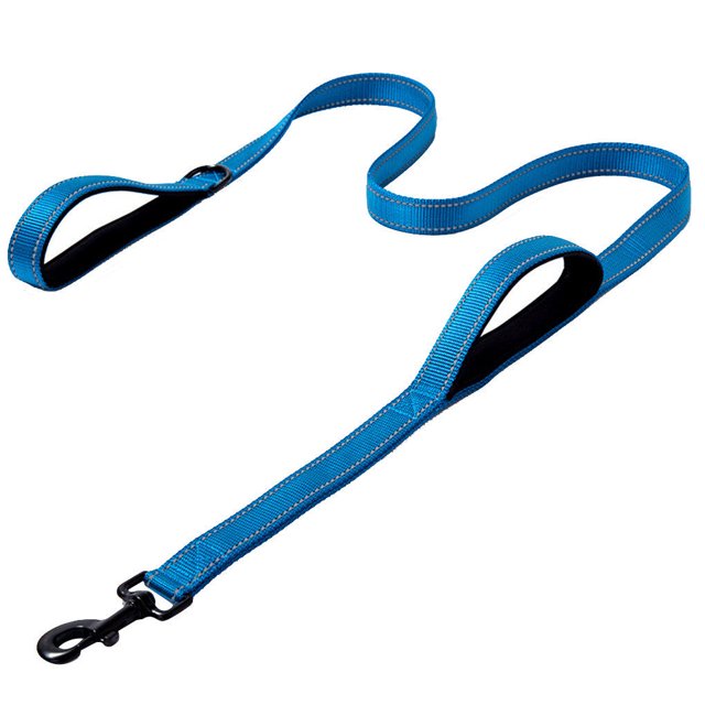 Pet Leash Outdoor Pet Walking rope pet reflective walking Training Double Sided Reflective Rope Strap Belt with Metal Buckle Clip, Dark Blue