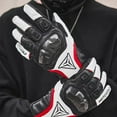 thumbnail image 5 of Motorcycle Gloves Winter Warm Leather Thermal Inner Rainproof Windproof Touch Screen Carbon Fiber Protective Gear Guantes Moto (White,XL), 5 of 7