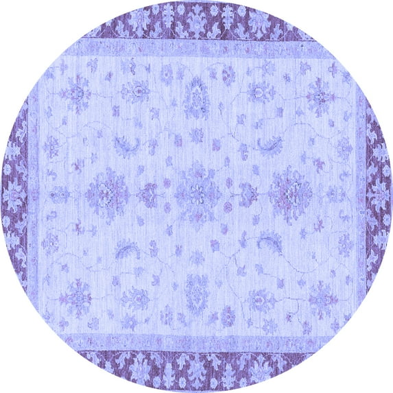 Ahgly Company Indoor Round Oriental Blue Traditional Area Rugs, 7' Round