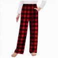 thumbnail image 2 of UAYOTSE Boys Plaid Pajama Bottoms Micro Fleece Lounge Pants Drawstring Waist Kids Sleep Clothes with Pockets,Sizes 10-11 Years, 2 of 5
