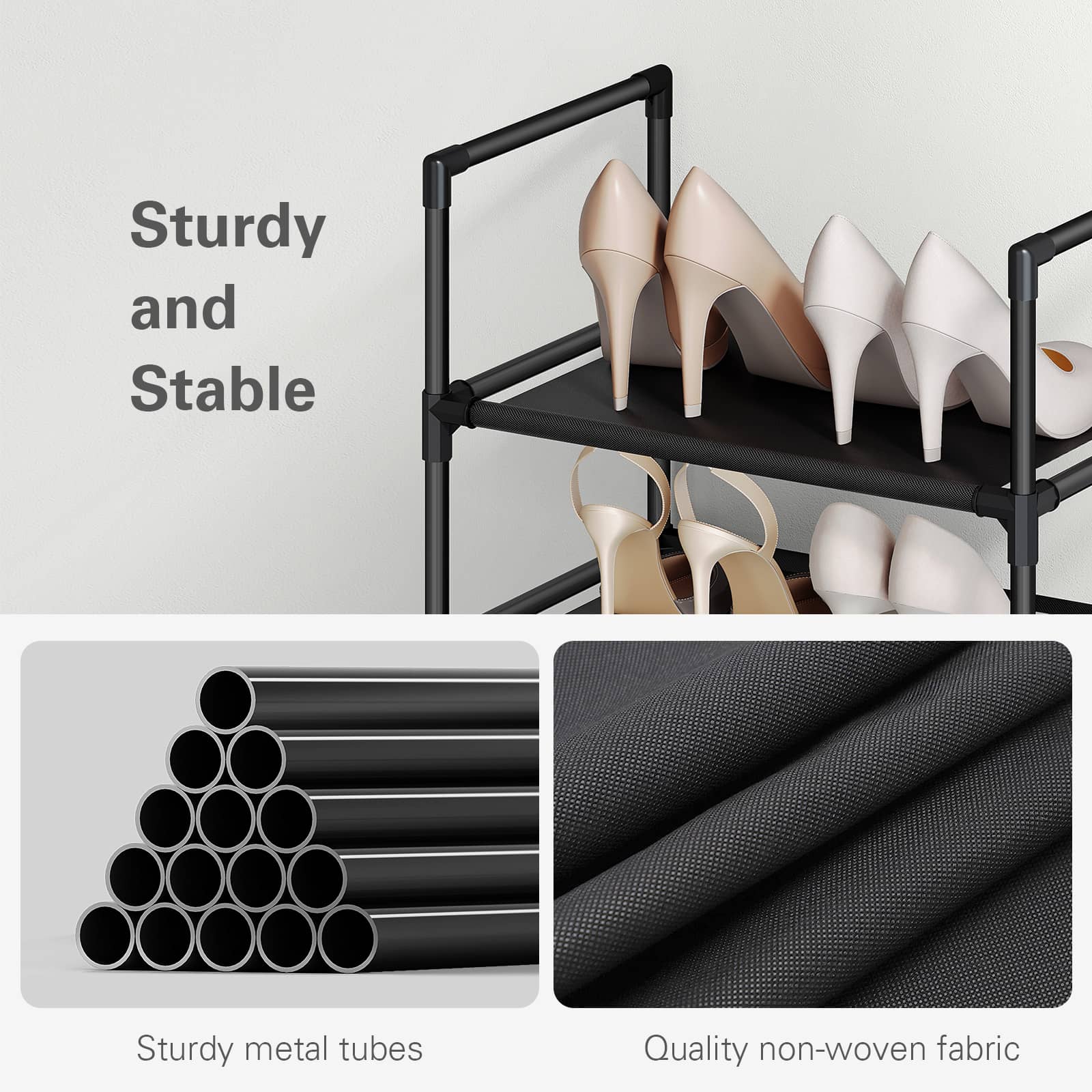 Bug Hull 10-Tier Narrow Shoe Rack, Black photo 4