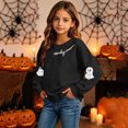 thumbnail image 5 of Atogsazn Children's Girls Halloween Sweatshirt Kids Casual Oversized Ghost Print Long Sleeve Sweaters Fall Winter Tops Black 12-13 Years Fashion, 5 of 9