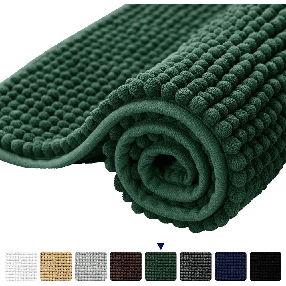 Subrtex Chenille Bathroom Rugs Soft NonSlip Super Water Absorbing