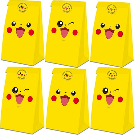 20pcs Cartoon Pokemon Birthday Party Gift Bags Goodie Bags, Boy Party Supplies for Theme Party Decoration Supplies