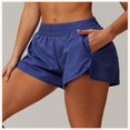 thumbnail image 2 of LYMAYTER Women Running Short High-Waisted Elastic Waistband 2 in 1 for Yoga Sweat Shorts with Pockets S-XL, 2 of 9