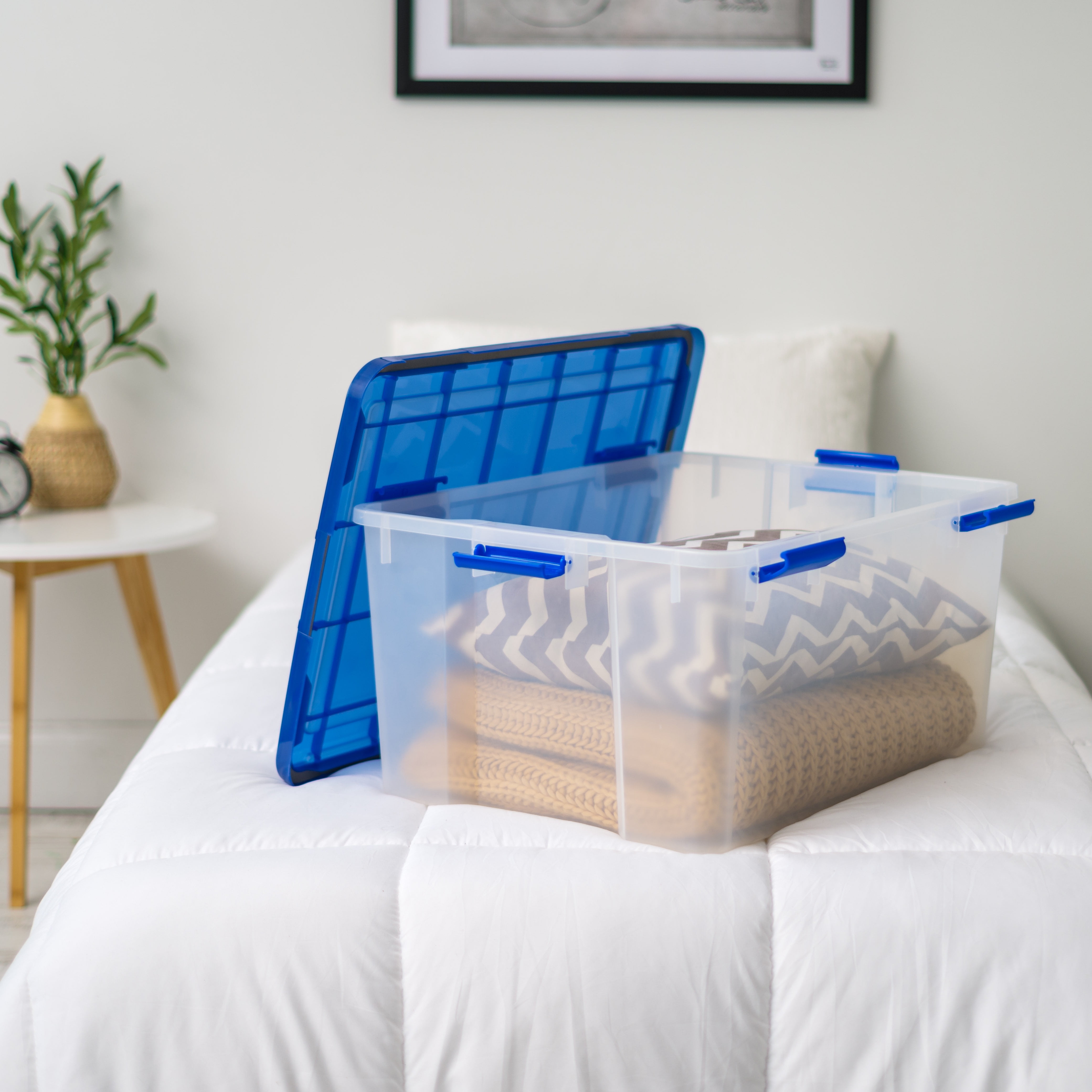 IRIS USA 62 Qt. Plastic Storage Bins with Sealed Lids, Clear Gasket Box, Airtight Containers 3Pk